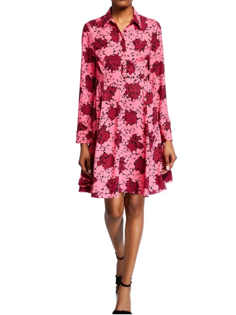 kate spade Bubble Dot Floral Long-Sleeve Smocked Dress